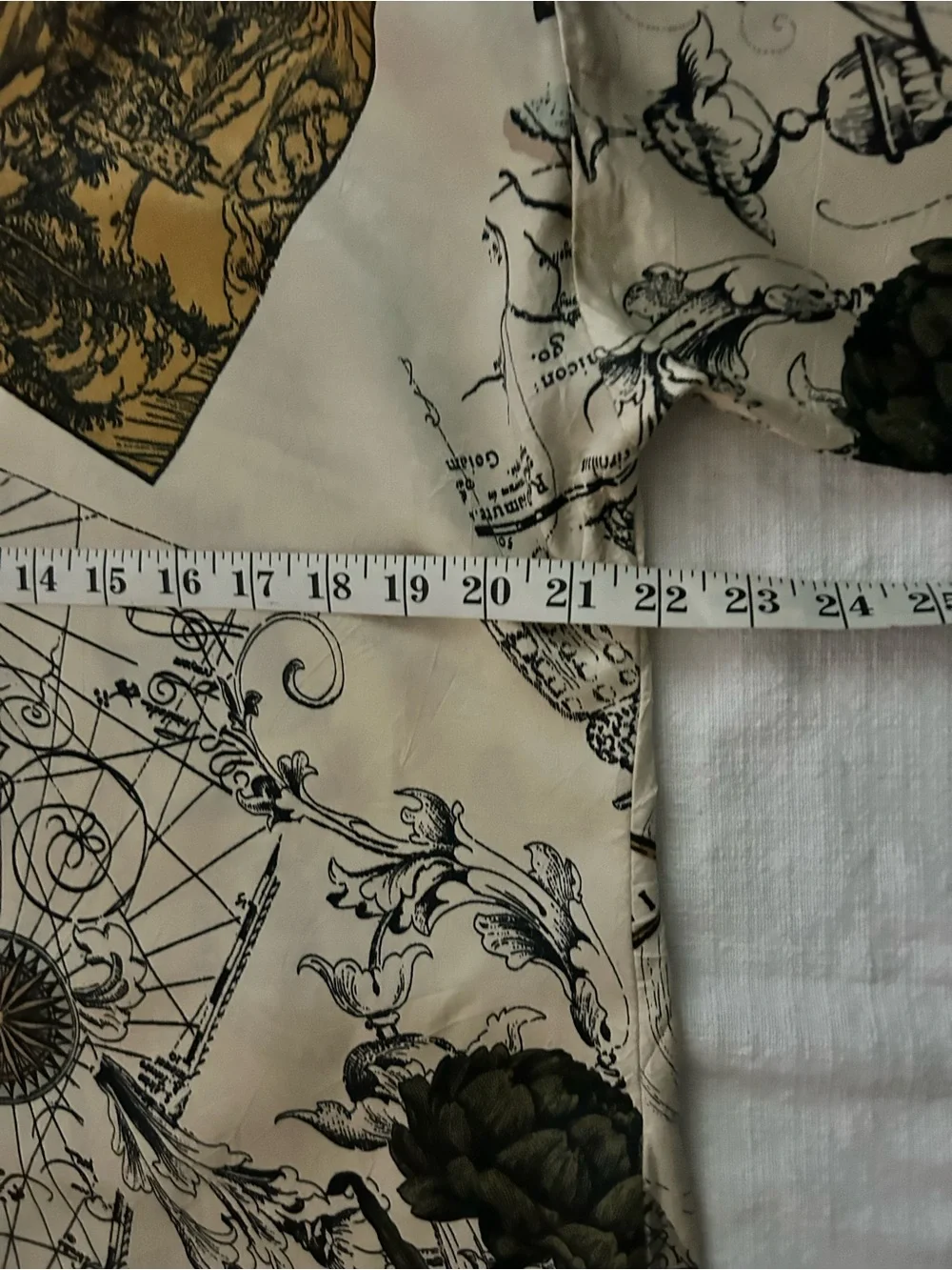 Vintage 80s 90s ILGWU Map Print Pajama Set Shoulder Pads Lounge Set M
